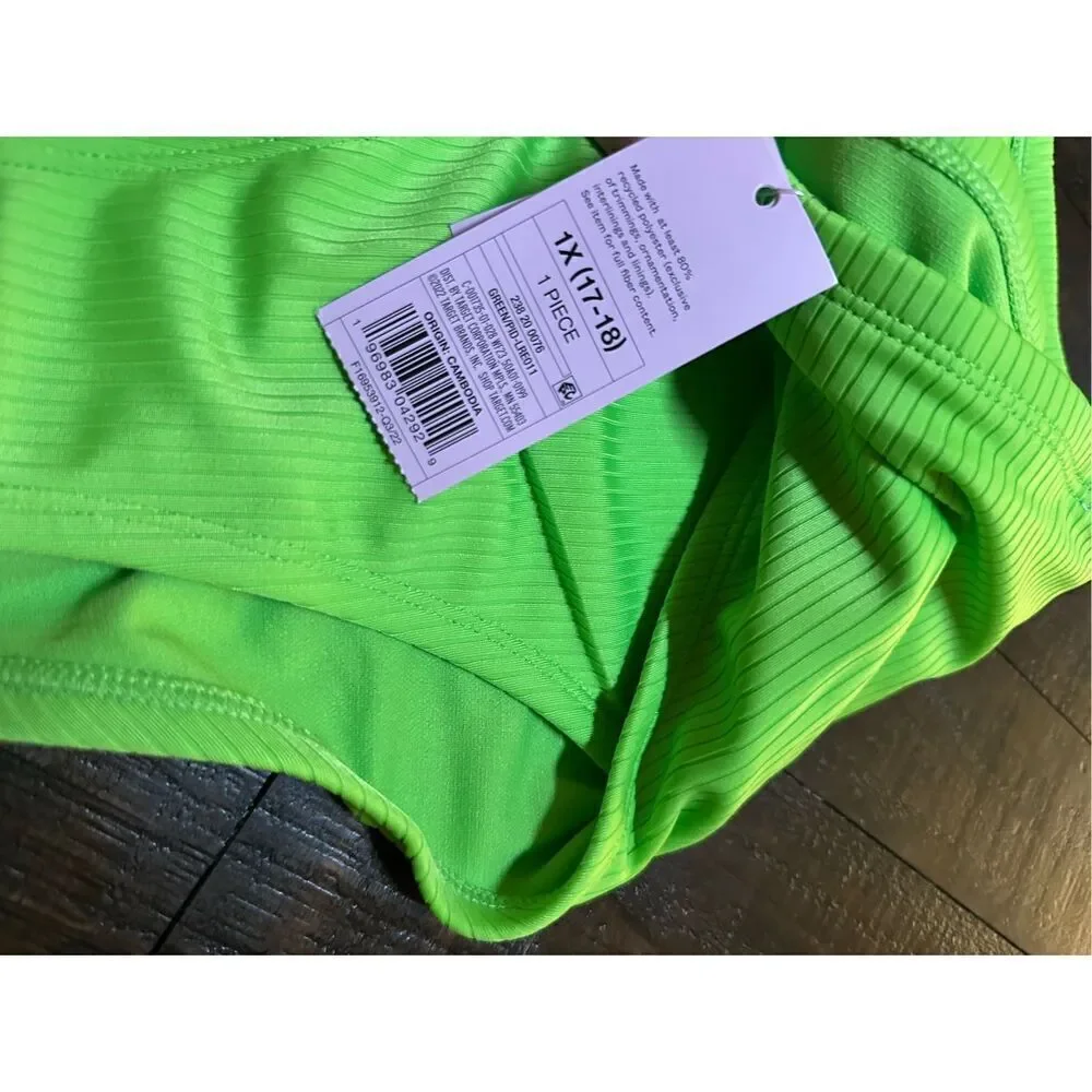 Wild Fable Green Ribbed Plus Size Bikini Bottom Size 1X 17-18